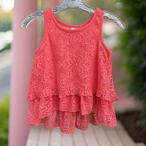 Beautees Vibrant Coral Lace Top